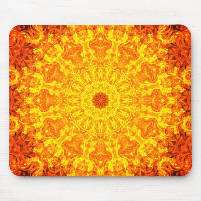 Golden Kaleidoscopic Mandala Art Mouse Mat (Front)