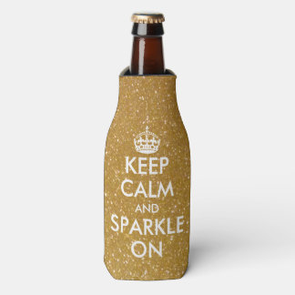 Golden keep calm and sparkle on bottle coolers