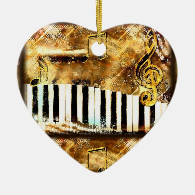 Golden Keyboard Ceramic Tree Decoration (Front)