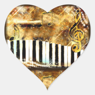 Golden Keyboard Heart Sticker