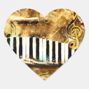 Golden Keyboard Heart Sticker