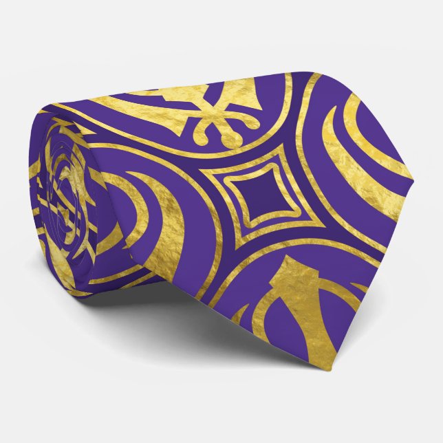 Golden Khanda pattern on violet Tie (Rolled)