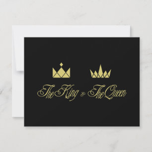 Golden King and Queen Crowns for Wedding Card