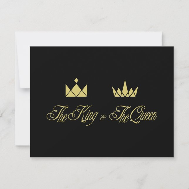 Golden King and Queen Crowns for Wedding Card (Front)