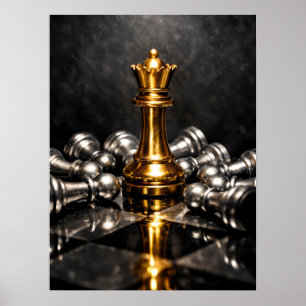 Golden King Chess Piece – Strategy, Power & Victor Poster