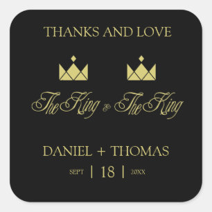 Golden King Crowns for Gay Wedding Square Sticker