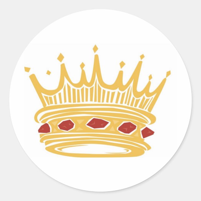 Golden King's Crown Queen's Jewels Royalty Classic Round Sticker (Front)