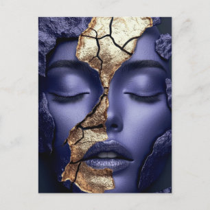 Golden Kintsugi Girl Portrait Postcard