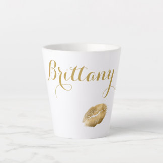 Golden Kisses fancy script Latte Mug