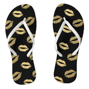 Golden kisses flip flops