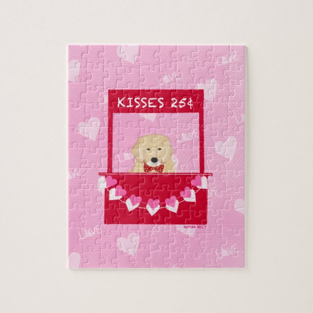 Golden Kissing Booth Valentines Jigsaw Puzzle (Vertical)