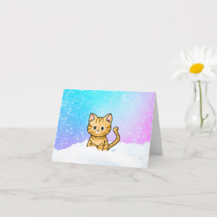 Golden Kitty In Snow Card