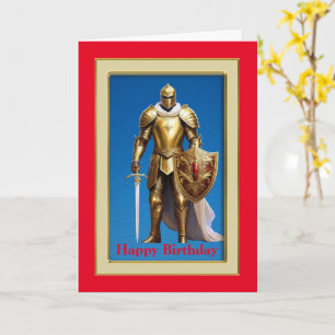 Golden Knight, 5" x 7" Folded Birthday Card