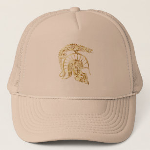 Golden knight armour helmet forge in gold texture trucker hat