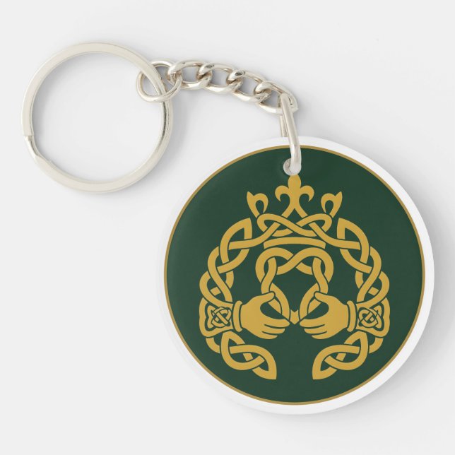 Golden Knotwork Claddagh Key Ring (Front)
