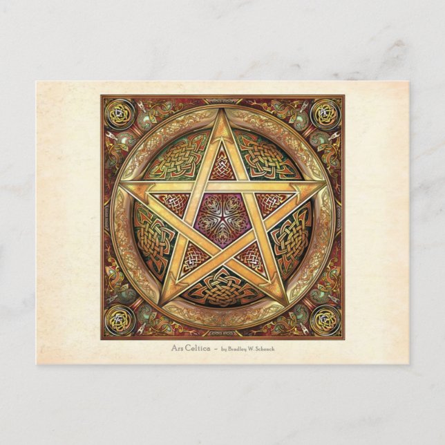 Golden Knotwork Pentacle Postcard (Front)