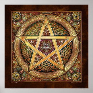 Golden Knotwork Pentacle Poster (22x22")