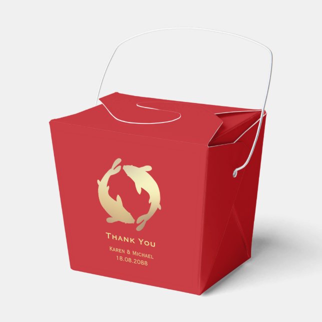 Golden Koi Chinese Wedding Favour Box (Front Side)