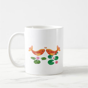 Golden koi fish with lotus flowers Coffee Mug
