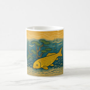 Golden Koi Japanese Art Coffee Mug