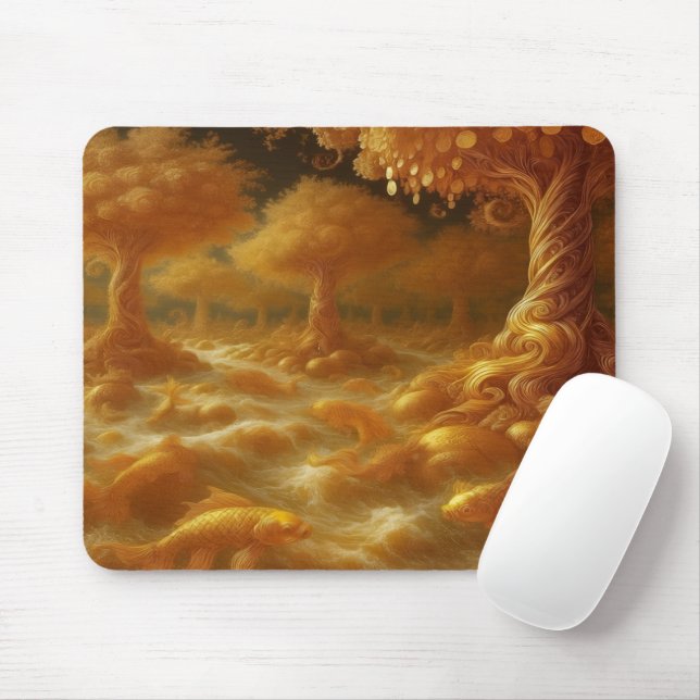 Golden Koi Mouse Mat (With Mouse)