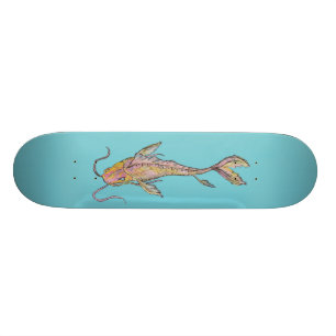 Golden Koi Watercolor Skateboard