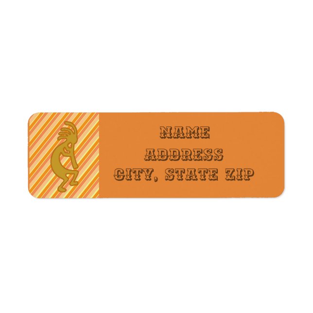 Golden Kokopelli Symbol with Flute Orange Stripes (Front)