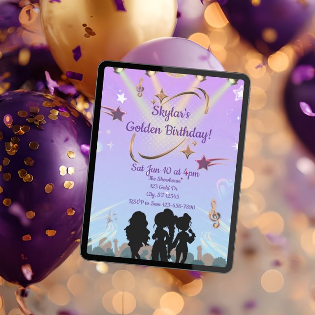 Golden KPOP birthday  Invitation (Creator Uploaded)