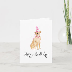 Golden Lab Birthday Hat Dog Pet Sweet Note Card