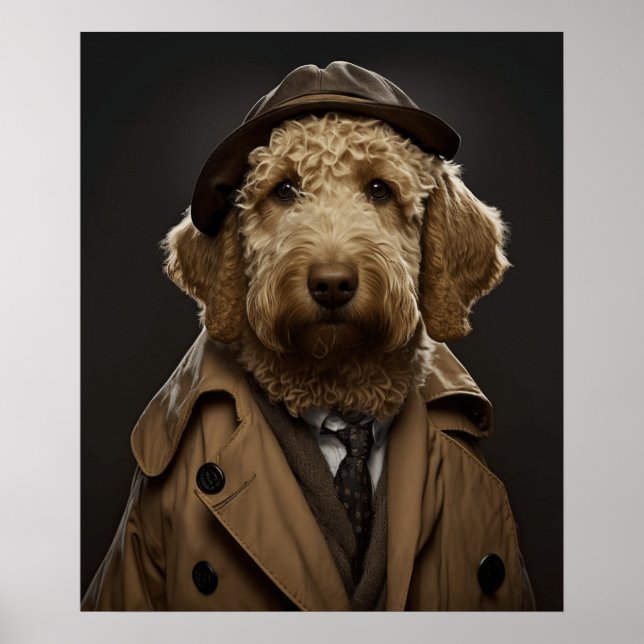  Golden Labradoodle Dressed As Sherlock Holmes Poster (Front)