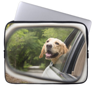 Golden Labrador In Rearview Mirror Laptop Sleeve