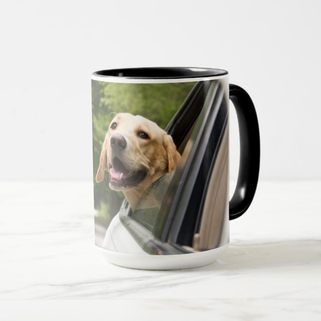 Golden Labrador In Rearview Mirror Mug (Front Right)