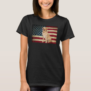 Golden Labrador retriever American Flag Pet Animal T-Shirt