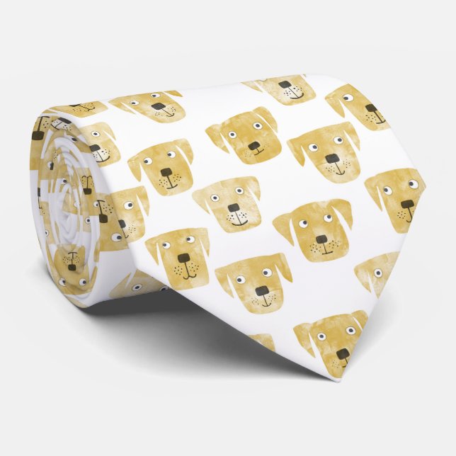 Golden Labrador Retriever Dog Cute Pattern Tie (Rolled)