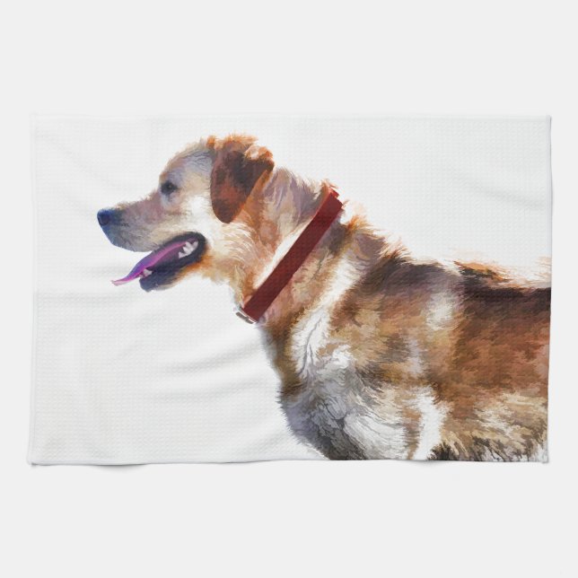Golden Labrador Retriever Dog-lover Gift Tea Towel (Horizontal)