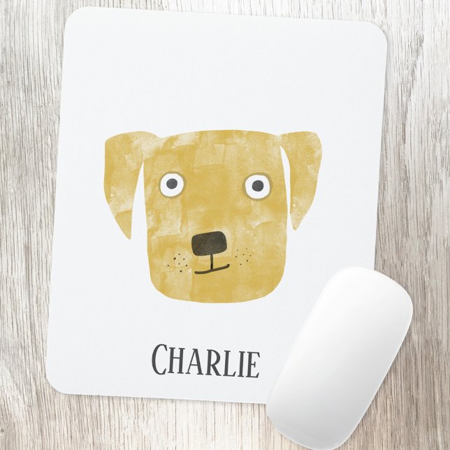 Golden Labrador Retriever Dog Mouse Mat (Golden Labrador Retriever Dog personalized name art mousemat)
