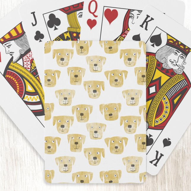 Golden Labrador Retriever Dog Watercolor Playing Cards (Golden Yellow Labrador Retriever Dog pattern art playing cards)