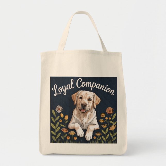 Golden Labrador Retriever Quilt Design – Playful Tote Bag (Front)