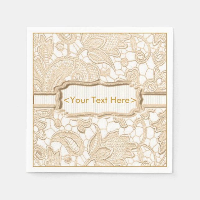 Golden Lace Elegant Gold Personalised Napkins (Front)