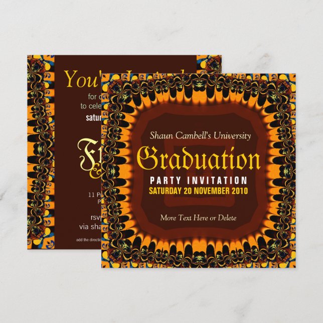 Golden Lace Graduation Invitation (Front/Back)