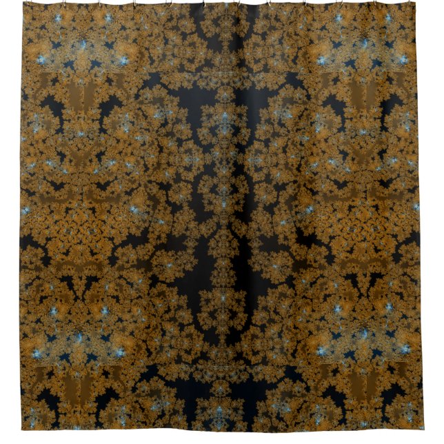 Golden Lace on Brown Shower Curtain (Front)