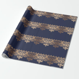 Golden lace romantic decor gradient bronze lacy fe wrapping paper