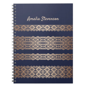Golden lace romantic decor personalised editable t notebook