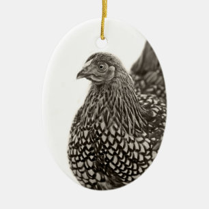 Golden Laced Wyandotte Chicken Ceramic Tree Decoration