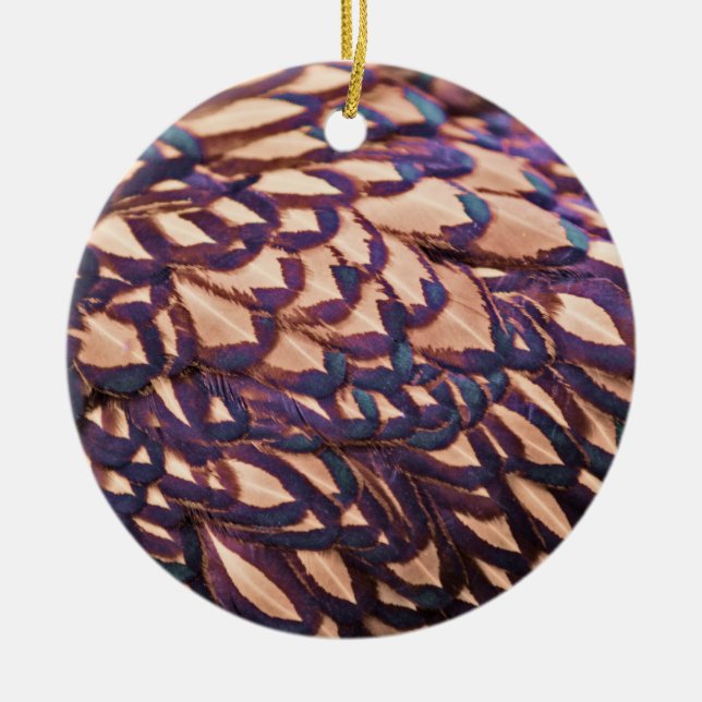 Golden Laced Wyandotte Chicken Ceramic Tree Decoration (Front)