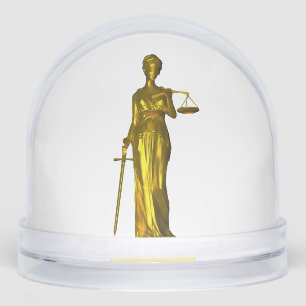 Golden Lady Justice on White Snowglobe