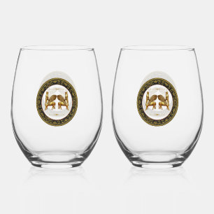 Golden Lamassu Drinkware Set Stemless Wine Glass