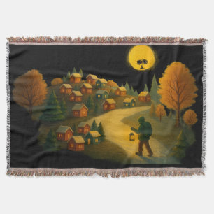 Golden Lantern Village Throw Blanket Cozy Decorati