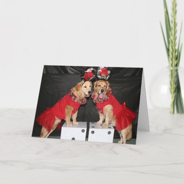 Golden Las Vegas Showgirls Birthday Card (Front)