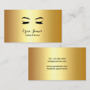 Golden Lashes & Brows Beauty Salon Business Card